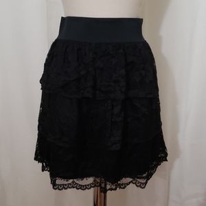 Apt9 Lace Layer Skirt Dress, Black, Small